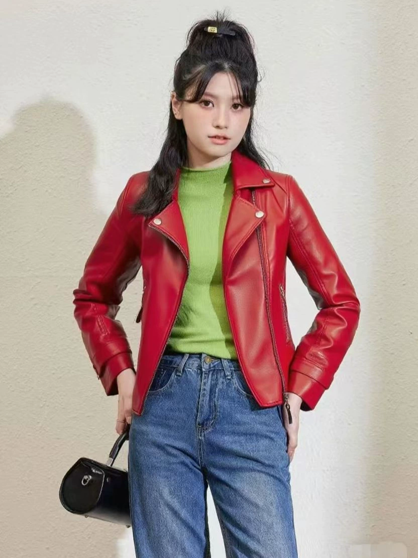 Autumn polyurethane short jacket, Korean style, plus size