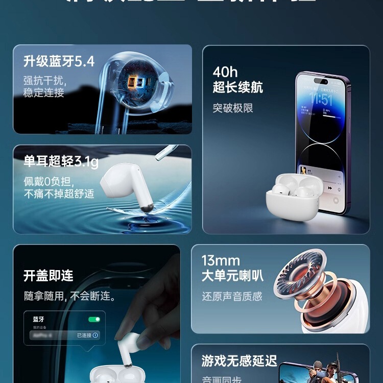 2025新款蓝牙耳机真无线半入耳式原装正品降噪超长续航大电量女生|undefined