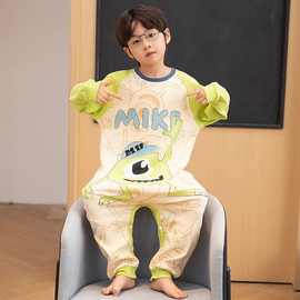 男孩连体睡衣2025上新春秋纯棉长袖薄款小女孩宝宝洋气睡袋家居服