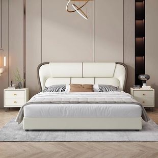 Modern Minimalist Leather Bed 1.8m Double Master Bedroom Large Bed Wedding Bed Light Luxury Style 1.5m Small Apartment 2024 New Model