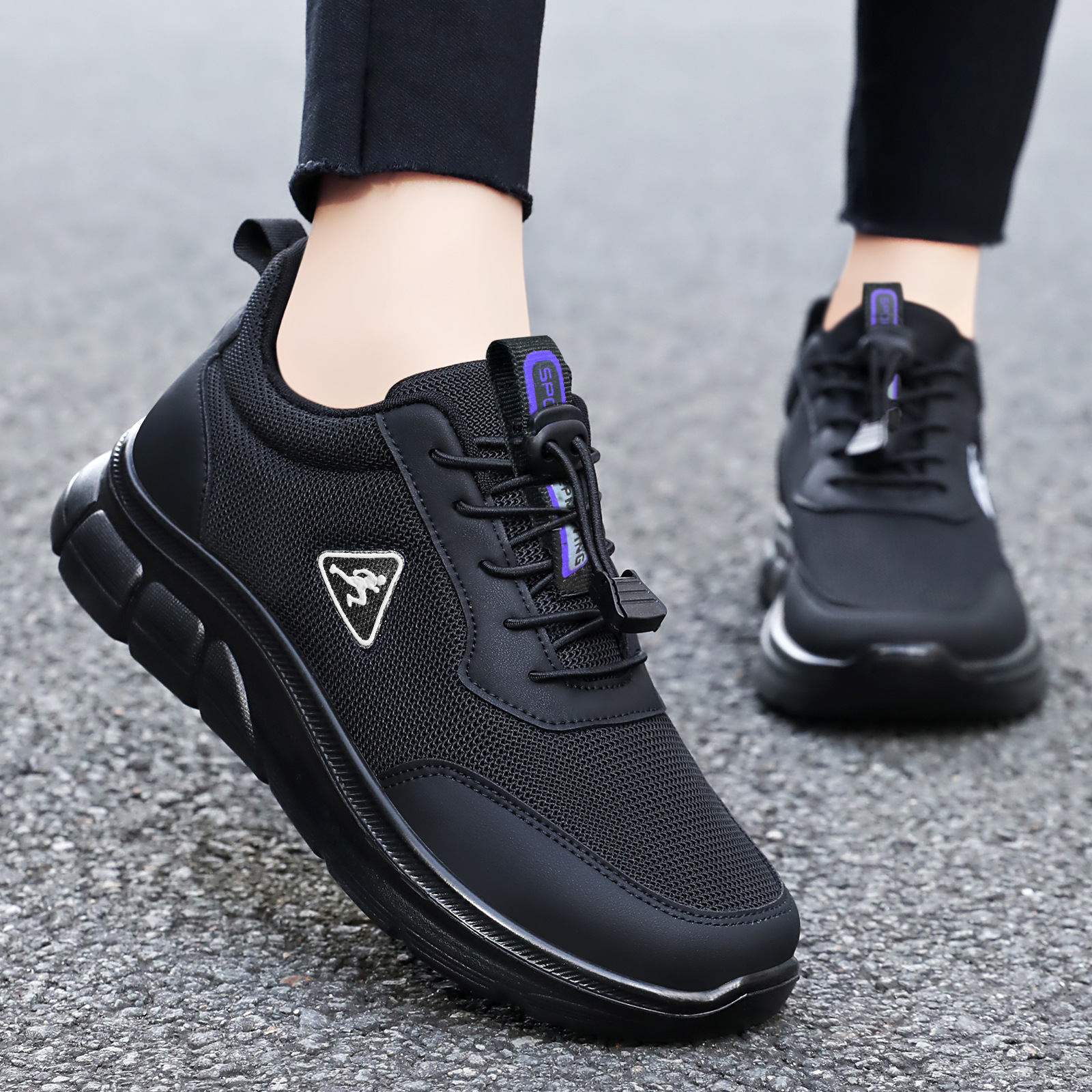 Zapatos de mujer de primavera de poliuretano zapatos casuales zapatos de pareja zapatos de malla ligera con suela suave zapatos cómodos zapatos de madre