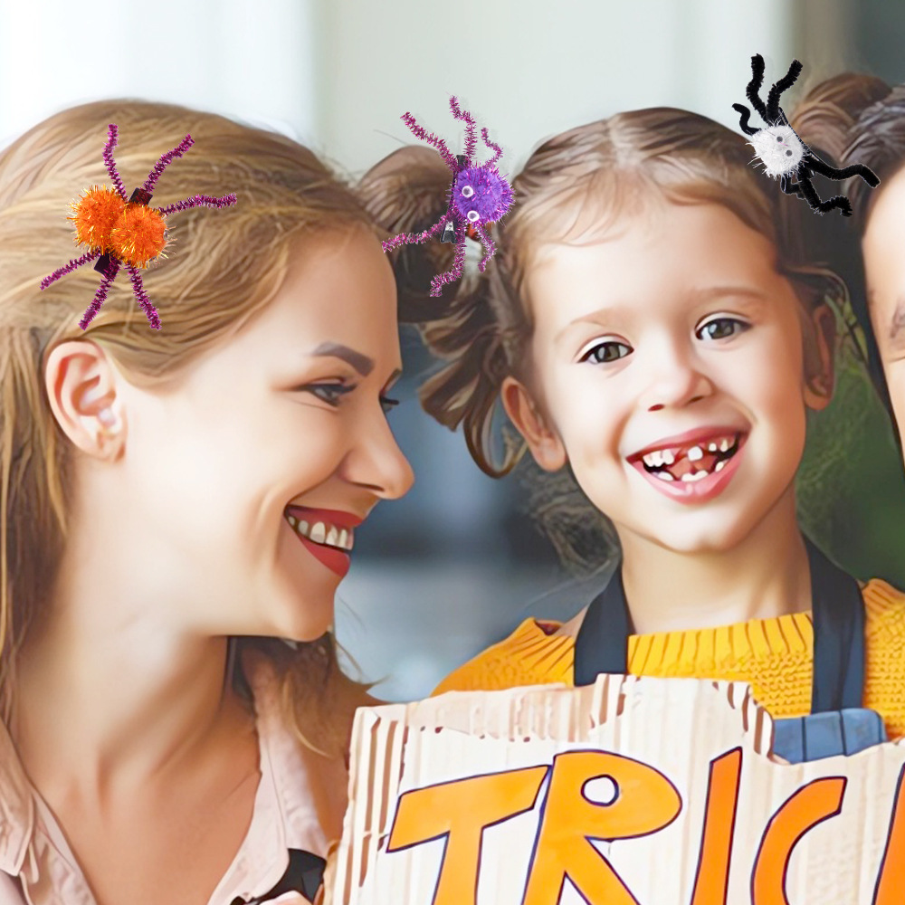 Amazon nuevo Halloween araña cabeza de fiesta fantasma parodia accesorios de decoración 3D estereoscópico araña patas brocas para el pelo