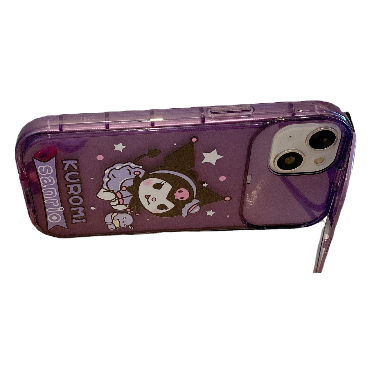 Adecuado para fundas de teléfono móvil iPhone 15 con diseño de Kuromi, espejo de maquillaje para Apple 16, funda con brazalete para mujer para iPhone 12, funda multifuncional para iPhone XR.