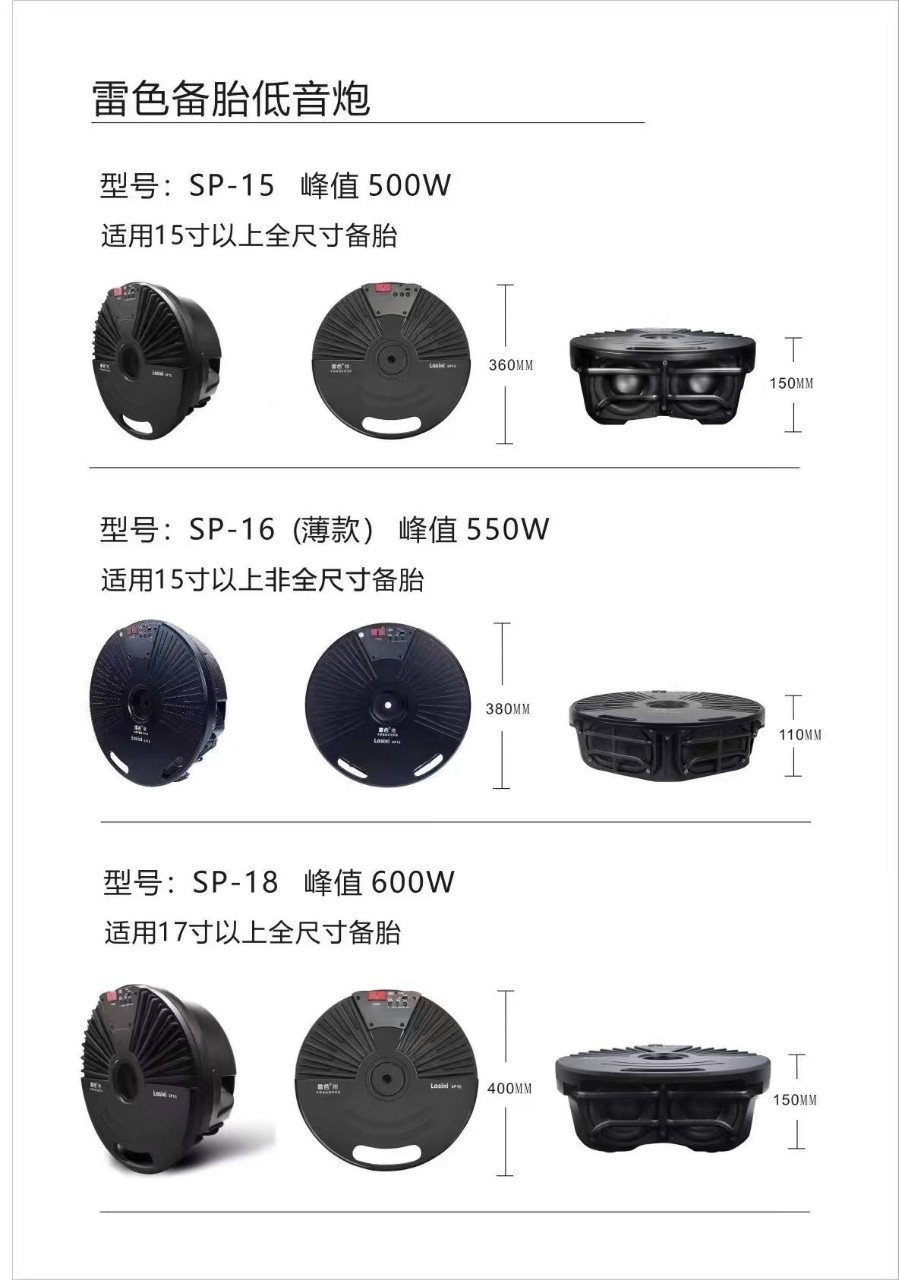 Sp-15 Thunder Color Spare Tire Subwoofer Car Subwoofer Camry Avalon Audio Modification Rongfang Weilan
