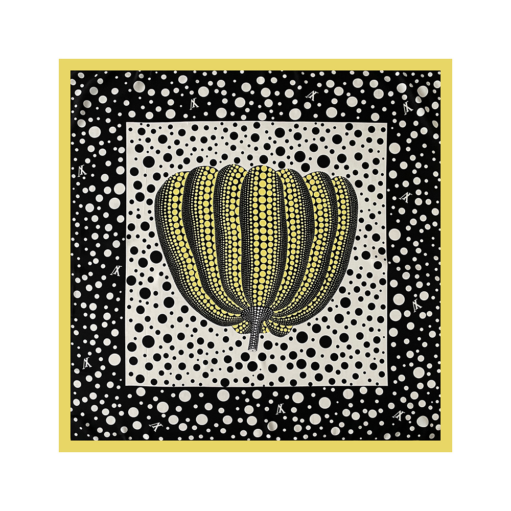 Leichter, luxuriöser quadratischer Schal aus Twill mit gepunktetem Kürbismuster – vielseitig, dünn, schlicht und elegant für Damen, neu für Frühling und Sommer_voghion.com