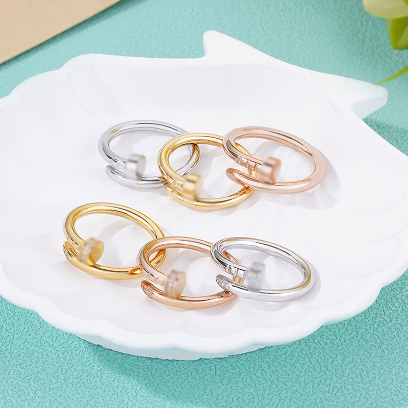 European and American Style Cross-Border Fashion High-End Internet Celebrity Light Luxury Nail Ring Titanium Steel Pair Ring Rose Gold Non-Fading Ring