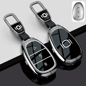2025 Changan Qiyuan A07 Key Cover New Q07 Car Q05 Special A05 Metal Shell Buckle Interior Modification (Car key bag) - qiyuan-model-a-piano-black-car-logo-trapezoidal-buckle