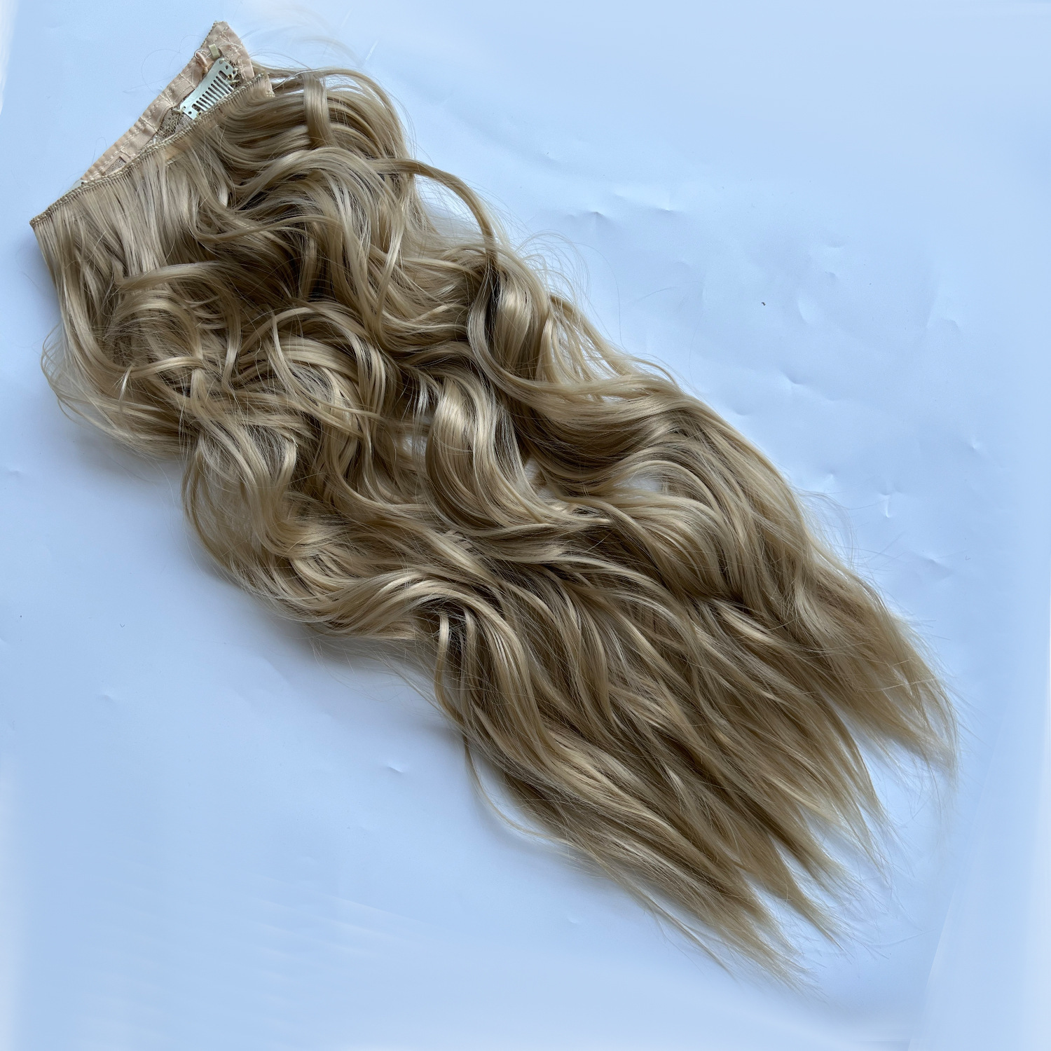 Peruca con 4 clips línea de pescado ondas invisibles extensión de cabello largo