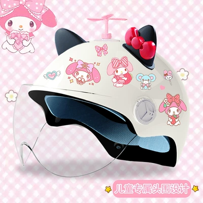 protection cute half helmet student | Motosiklet kaskı (dəbilqə) - bright-white-high-definition-random-windmill-black-and-red-butterfly-3c-certified-model-meimei-tz