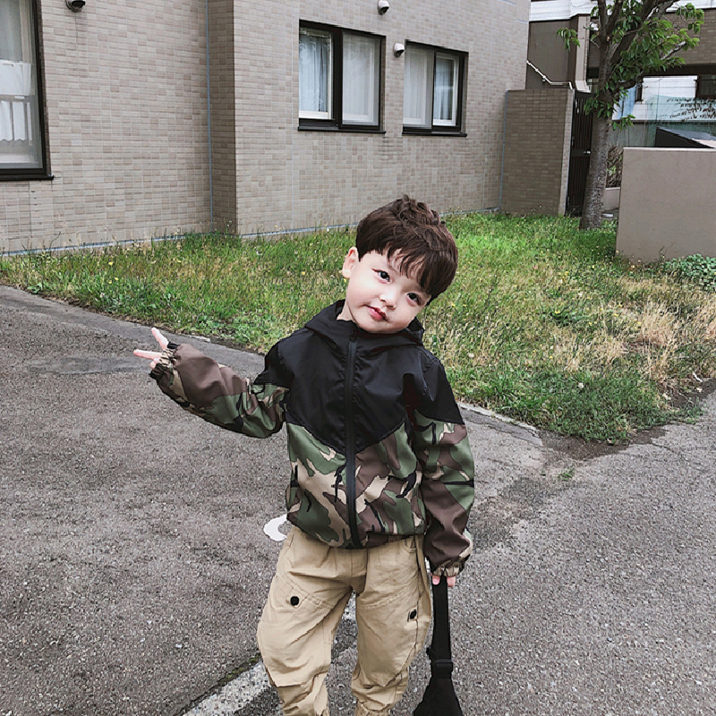 Children's Spring & Fall Outwears, Boys' Casual Zipper Jackets, Spliced Camouflage Autumn Clothes, Hooded Boys' Tops, Trendy