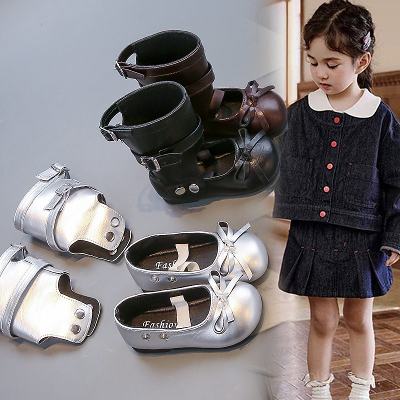 Children's Small Leather Shoes 2025 Spring & Fall Popular Girls' High-Top Princess Shoes Fashionable Detachable Dual-Purpose Casual Shoes