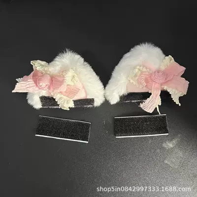 Motosiklet dəbilqələri Lolita Three-Dimensional Detachable Plush - white-good-cat-lolita