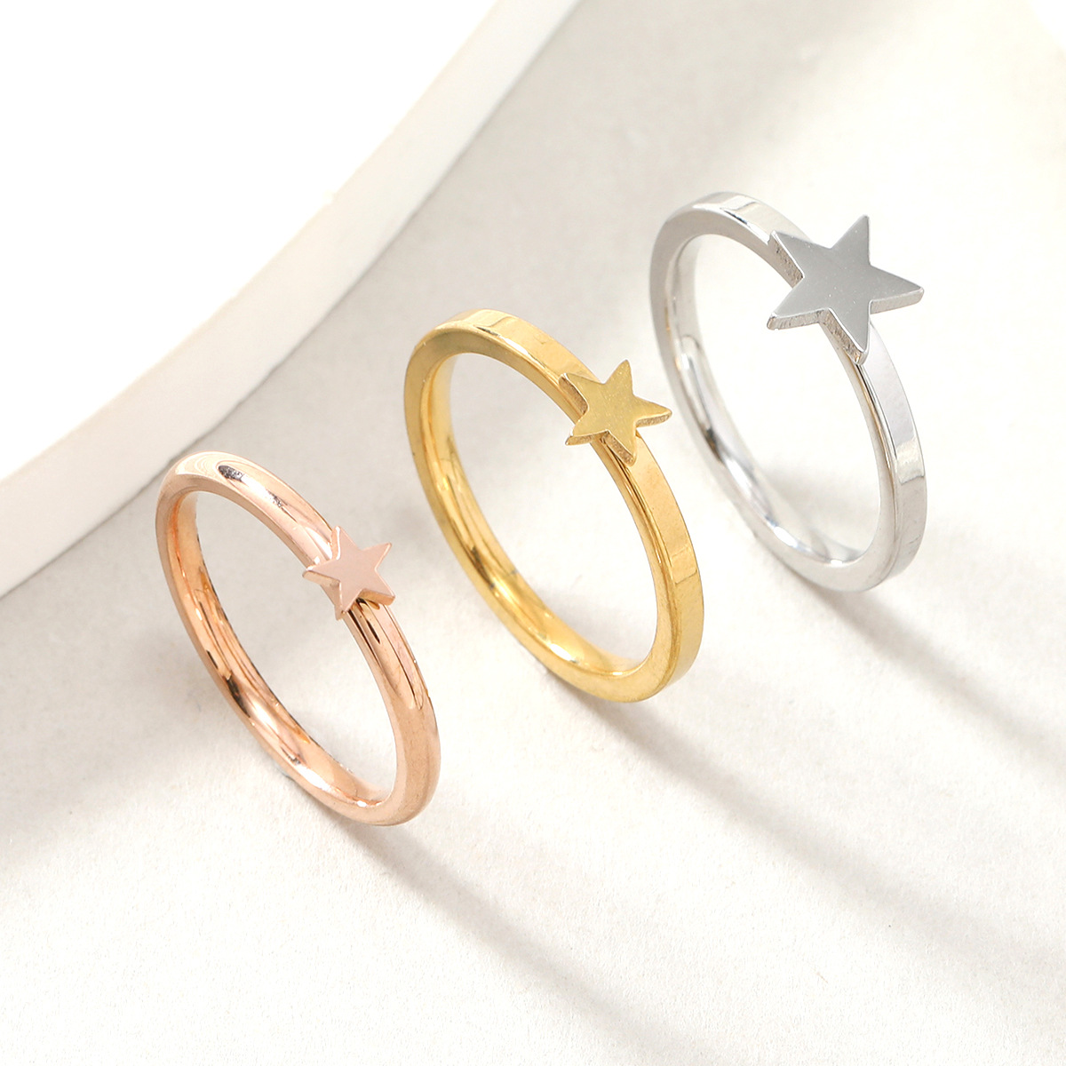 Star Titanium Steel Ring Set Exquisite Stainless Jewelry For Women_voghion.com