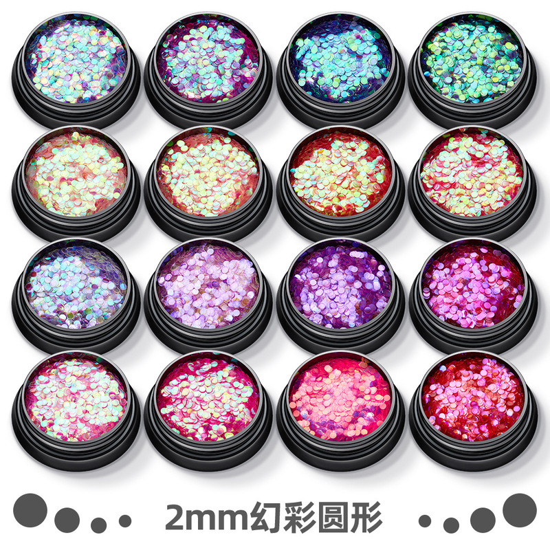 2mm magic color manicure glitter powder flow hemp diy creative nail bag Nail Polish glue magic color sequins jewelry wear nail