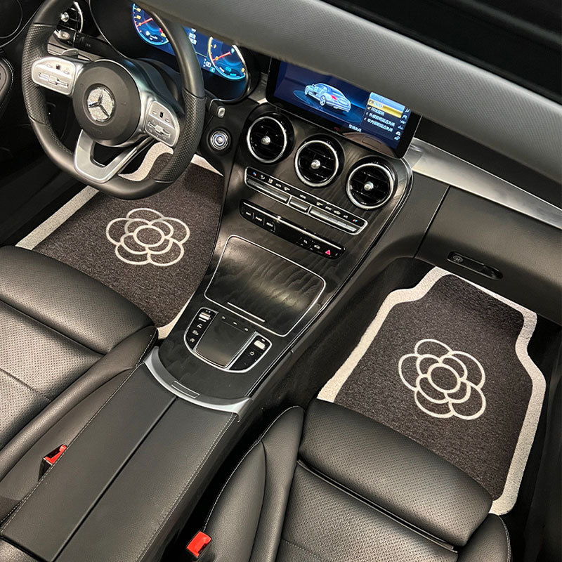 自動車の足マットのツバキの花の糸の輪の通用するモノリシックの汚れ防止のじゅうたんは車内の車のマットの後部の足のマットの通用を飾ります。|undefined