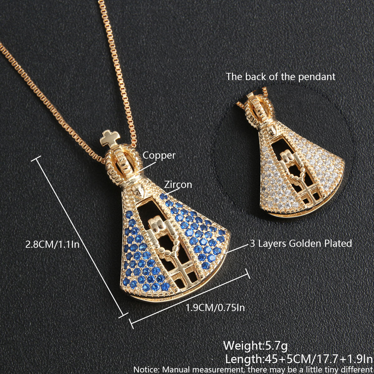 Crown Pattern Unisex Gender Copper Glam Crown Plating Pendant Necklace