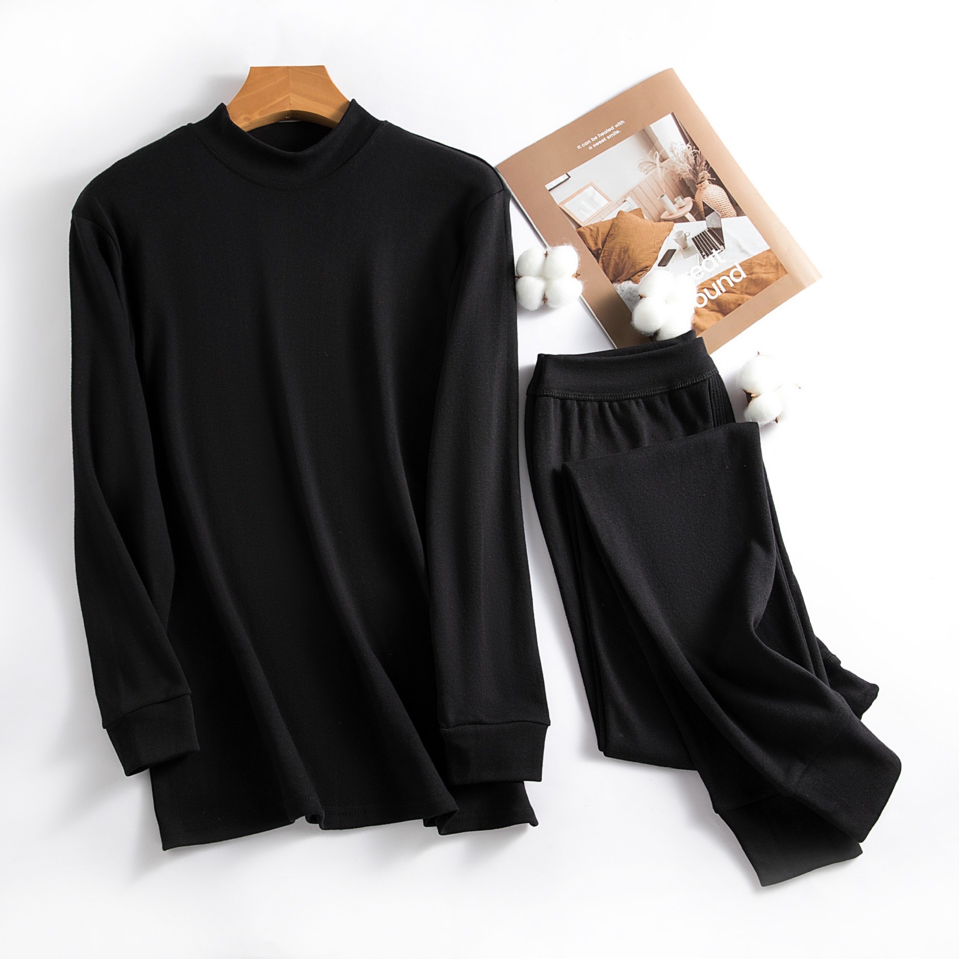 Black cotton thermal underwear, trousers
