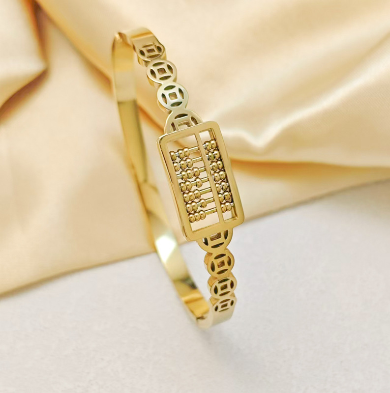 [full-body titanium steel] cross-border hollow abacus bracelet high fashion bracelet year after year money transfer copper jewelry
