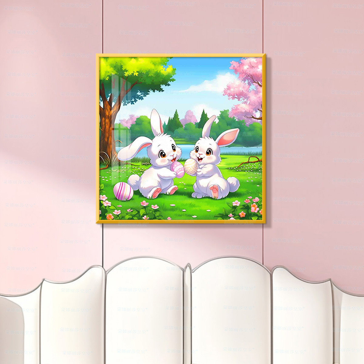 [Algodón importado] Mona Lisa Real Cutie Conejo de dibujos animados edición actualizada de la decoración de la sala de estar bordado image 2