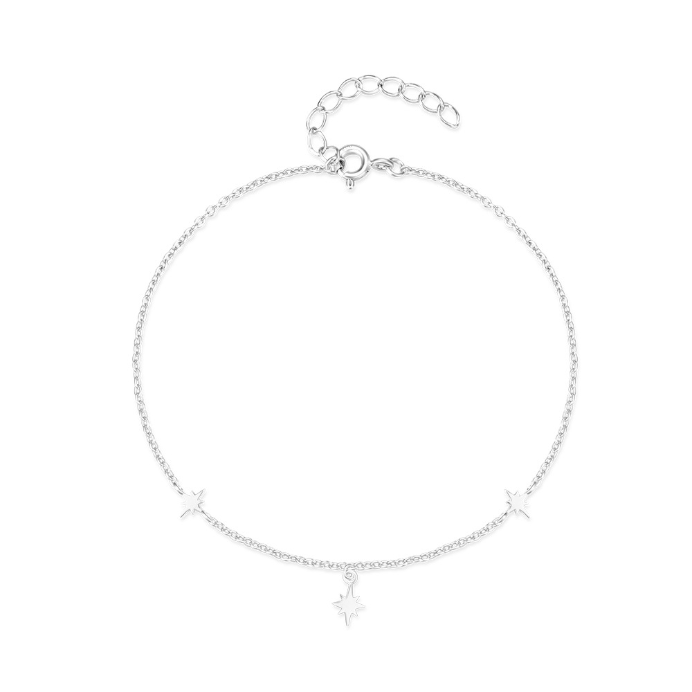 4g Weight Anklet Classification 1 Piece Quantity Holiday, Daily Occasion 925 Sterling Silver Material Star Pattern Women's Gender Casual, Simple Style Style Wholesale Jewelry Casual Simple Style Star 925 Sterling Silver Anklet 7
