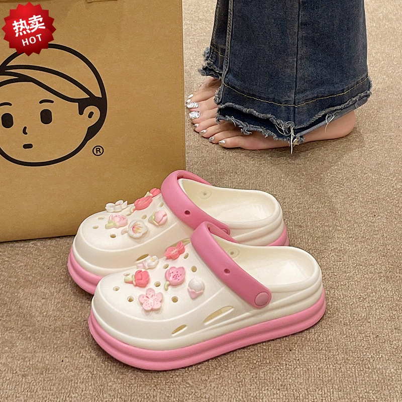 Мультяшные милые большие ушные кроличьи аксессуары пещерные туфли женские летние носки 2024 новые толстые подошвы увеличенные холодные тапочки