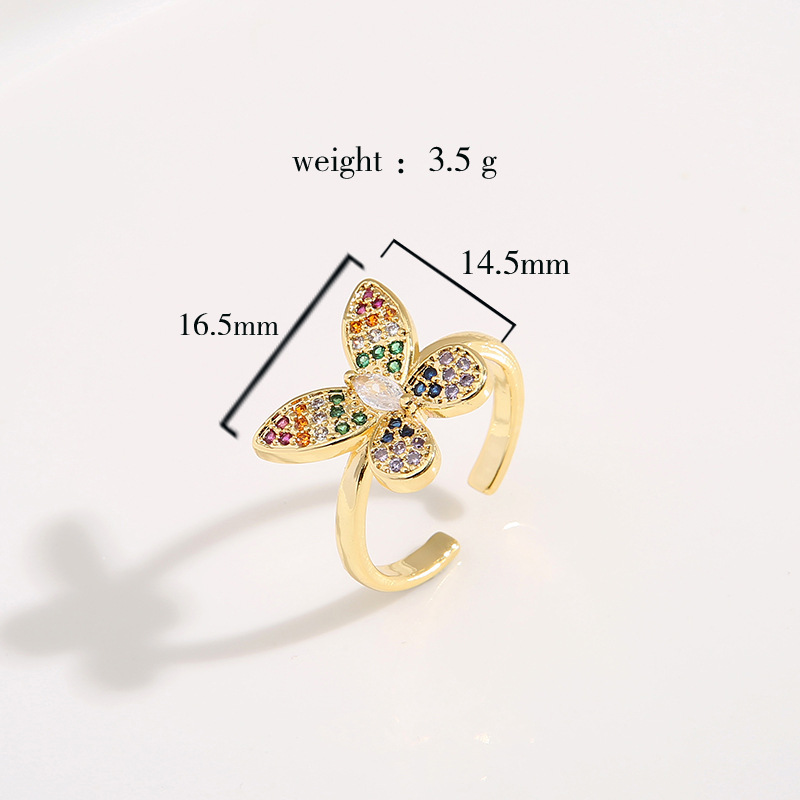 Retro Butterfly Copper Inlay Zircon Rings