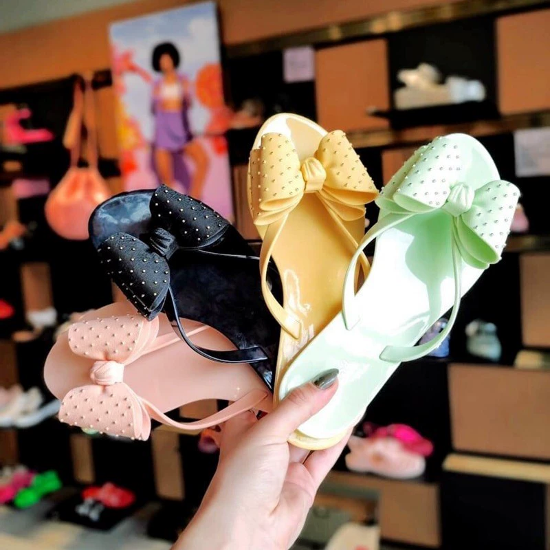 Летние женские шлепанцы Melis*a 2021 года, плоские, из желеобразного материала, с дизайном в виде бабочки