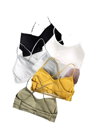 Hot girl's sexy suspender tube top without steel ring, anti-exposure breathable sports chest wrap, sexy big backless underwear for women