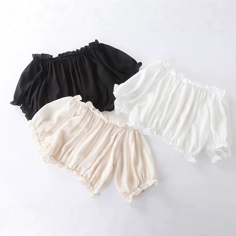 Ruffled Short Chiffon Top Pullover Blouse Sweet Outer Small Shirt Seaside Beach Shawl Summer New Korean Style Ruffled Short Chiffon Top Pullover Blouse Sweet Outer Small Shirt Seaside Beach Shawl Summer New Korean Style