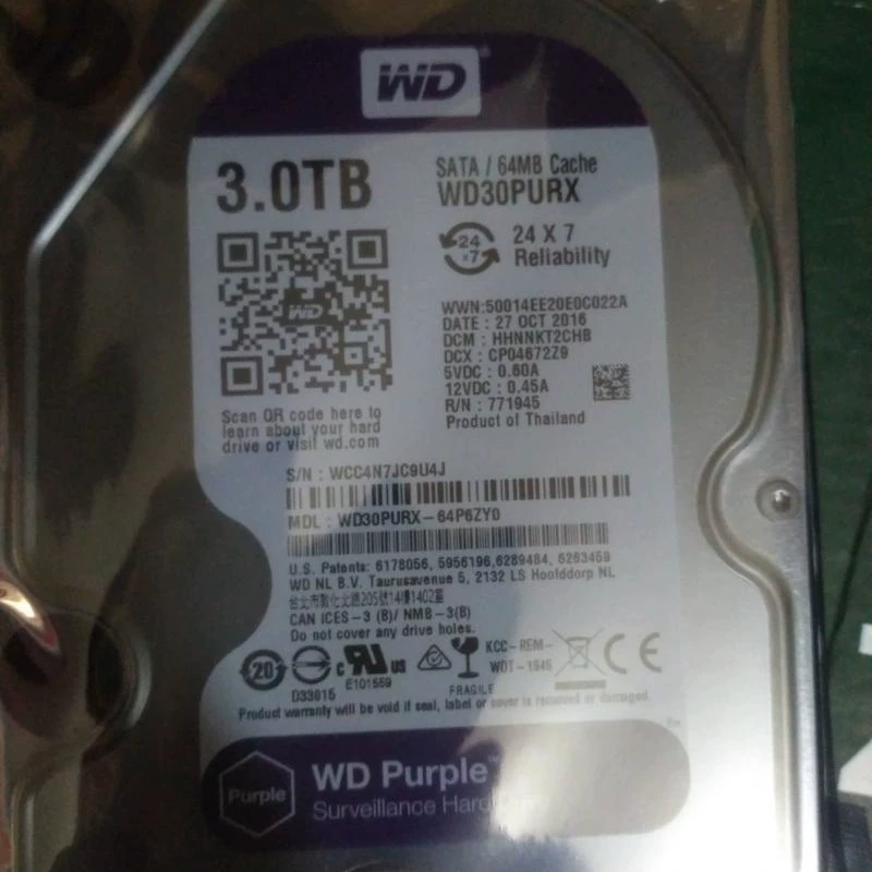 Видео-регистратор наблюдения Haikang, оригинальный жесткий диск WD30PURX фиолетовый, диск WD3ТБ