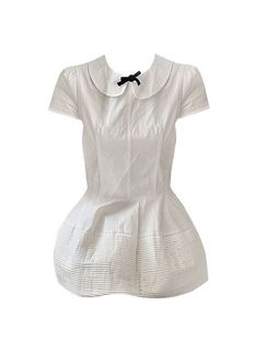 Baby Doll Collar Bow Short-Sleeved Shirt for Women in Summer, Age-Reducing Waist, Versatile Top, Elegant, Golden Flower Buds