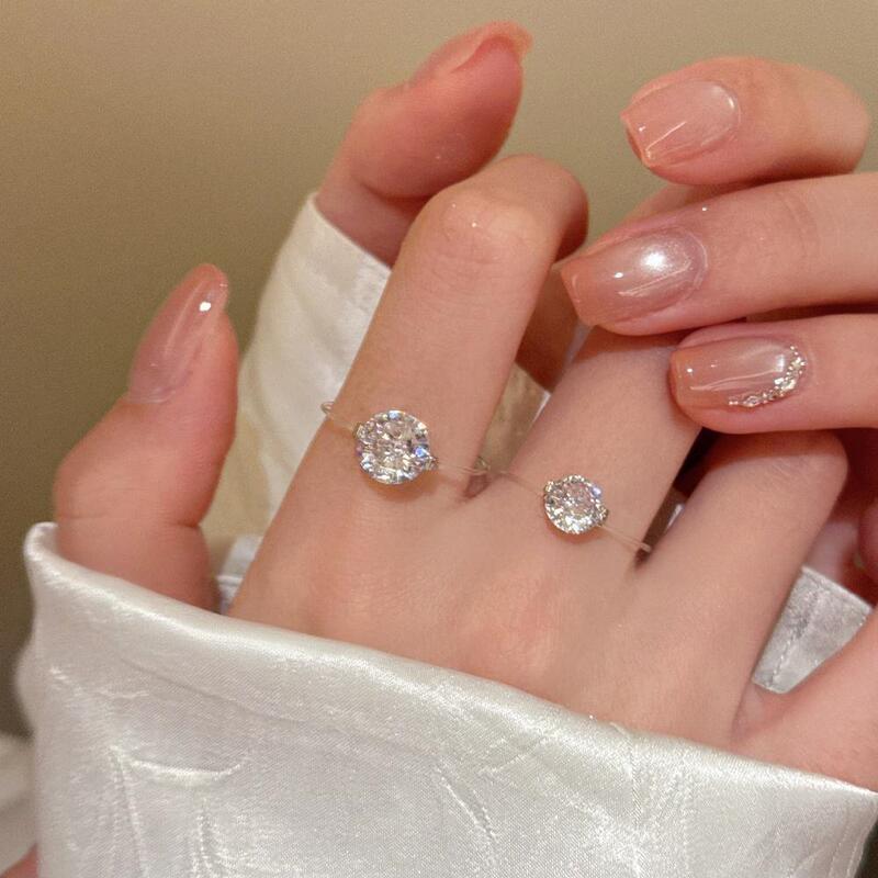 Invisible Transparent Fishing Line Flash Diamond Ring for Women 2026 New Style Simple and Versatile Niche Design Ring Jewelry Wholesale Invisible Transparent Fishing Line Flash Diamond Ring for Women 2026 New Style Simple and Versatile Niche Design Ring Jewelry Wholesale
