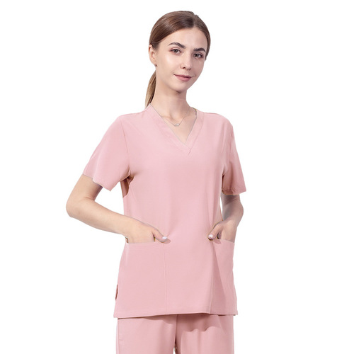 Cross-border dropshipping elastic doctor's work uniform short-sleeved nurse dress beauty hospital top women's operating room handwashing garment