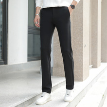 修身小直筒时尚韩版加厚休闲裤男秋冬新款潮大牌弹力长裤通勤西裤