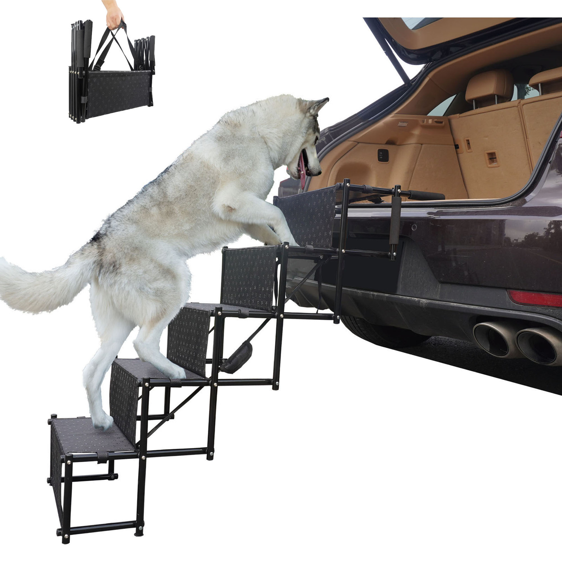 's Popular Pet Dog Car Ladder Foldable Dog Stairs Metal SUVCar Steps Suitable For Big Dogs