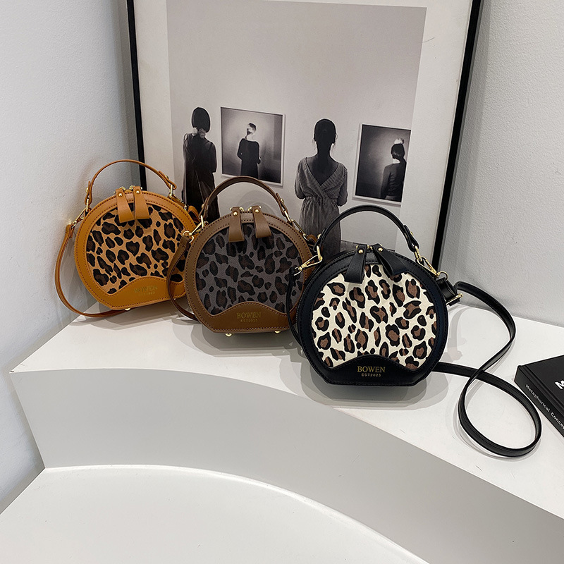 Women's 2024 popular niche fashion plaid crossbody texture handheld small round bag_voghion.com