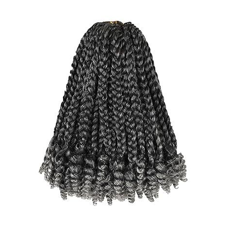 跨境非洲三股辫子尾卷化纤Box  Braids Curly Ends三股上编下缠管|undefined