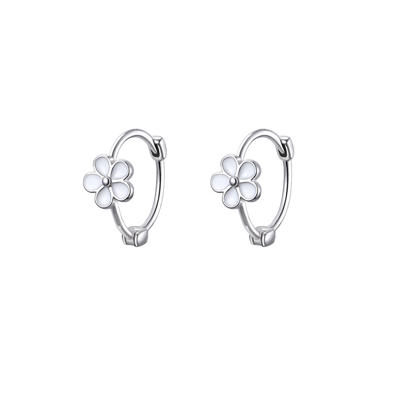 Orecchini a cerchio con motivo margherita a raggiera per donna, design di nicchia in stile Instagram, orecchini estivi semplici e dolci._voghion.com