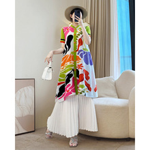 一件代发三宅气质连衣裙妈妈夏装新款短袖大码海边度假风弹簧裙子