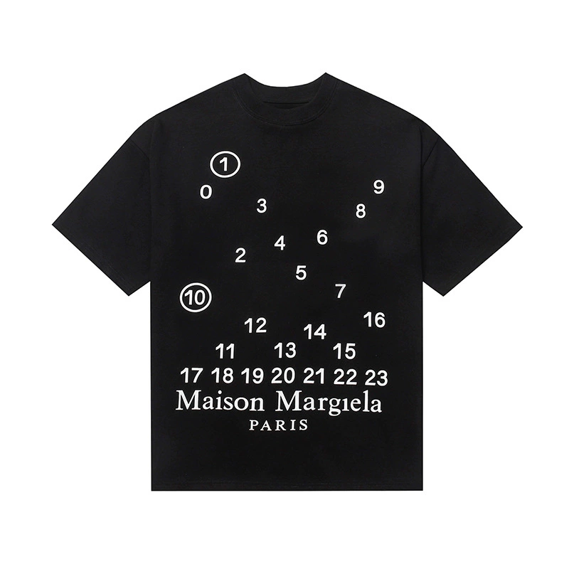 Maison Margiela 24SS коллекция MM6 цифровой узор круглый вырез мужской и женский модный бренд укороченный рукав футболка серия
