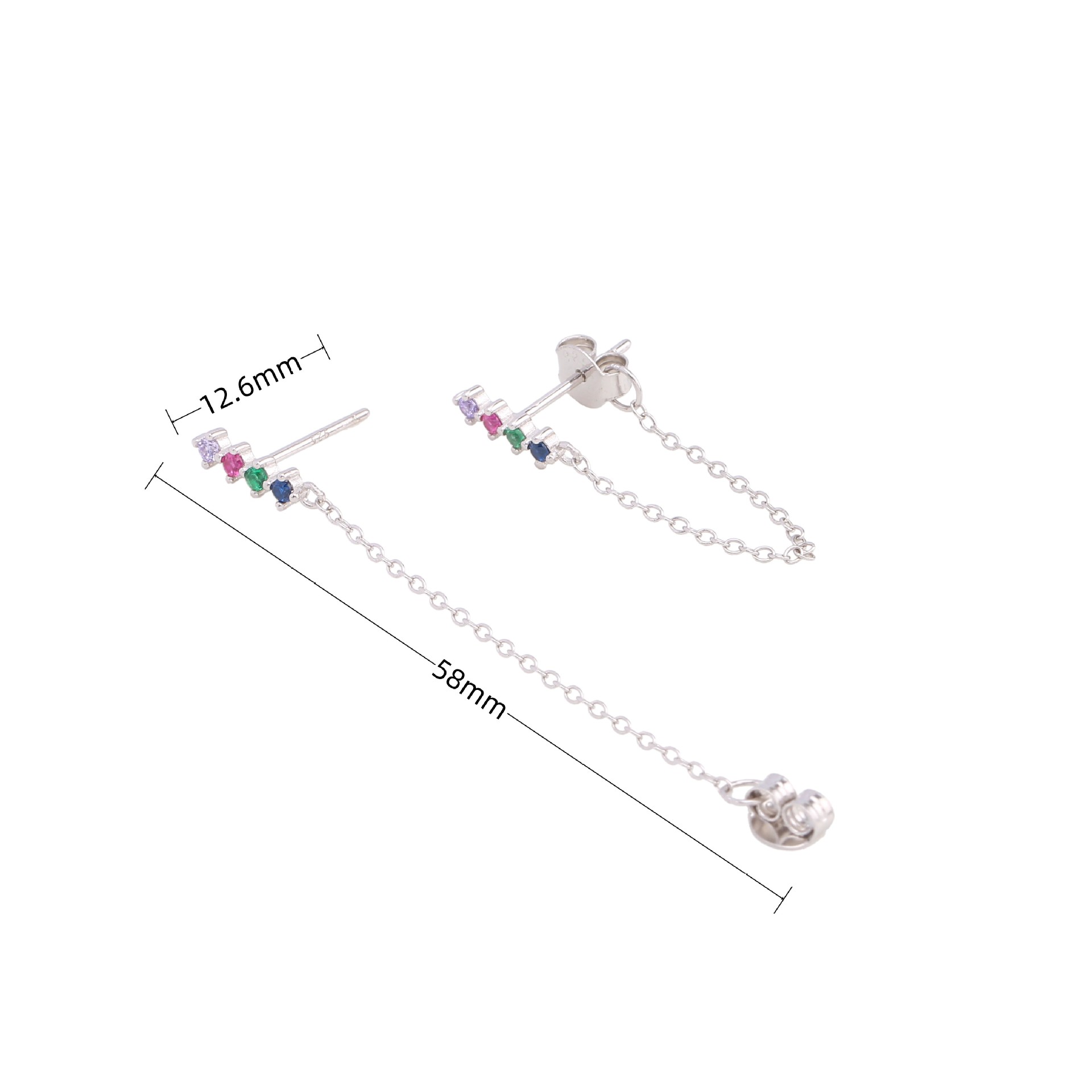 1 Pair Ins Style Simple Style Geometric Sterling Silver Plating Inlay Zircon Drop Earrings display picture 2