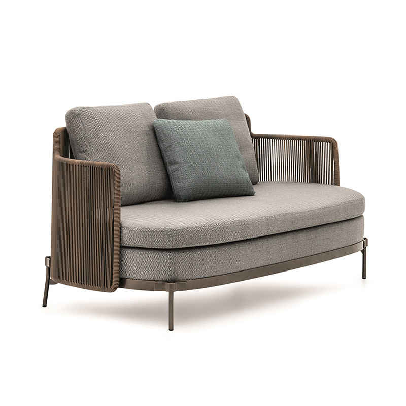 Sofá de caña patio al aire libre ocio silla de caña terraza villa jardín al aire libre impermeable combinación de muebles dobles