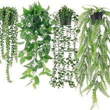 亚马逊悬挂盆栽组合 尤加利盆栽垂条盆景室内装饰绿植仿真盆栽