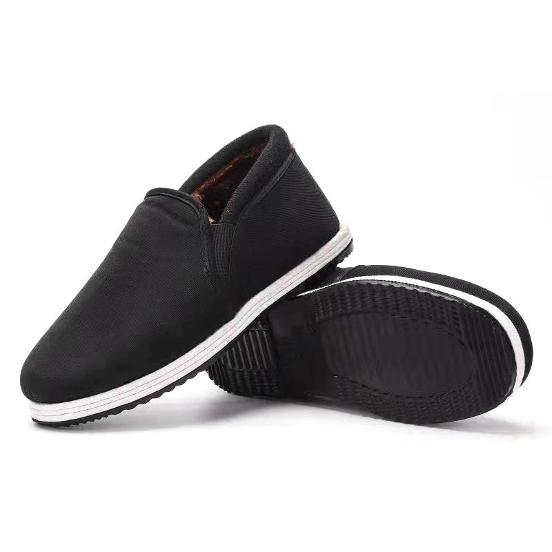 Обувь из полиуретановой ткани, Мужская дышащая пятислойная Толстая обувь ручной работы из лазаньи, повседневная черная хлопчатобумажная обувь на флисовой подкладке