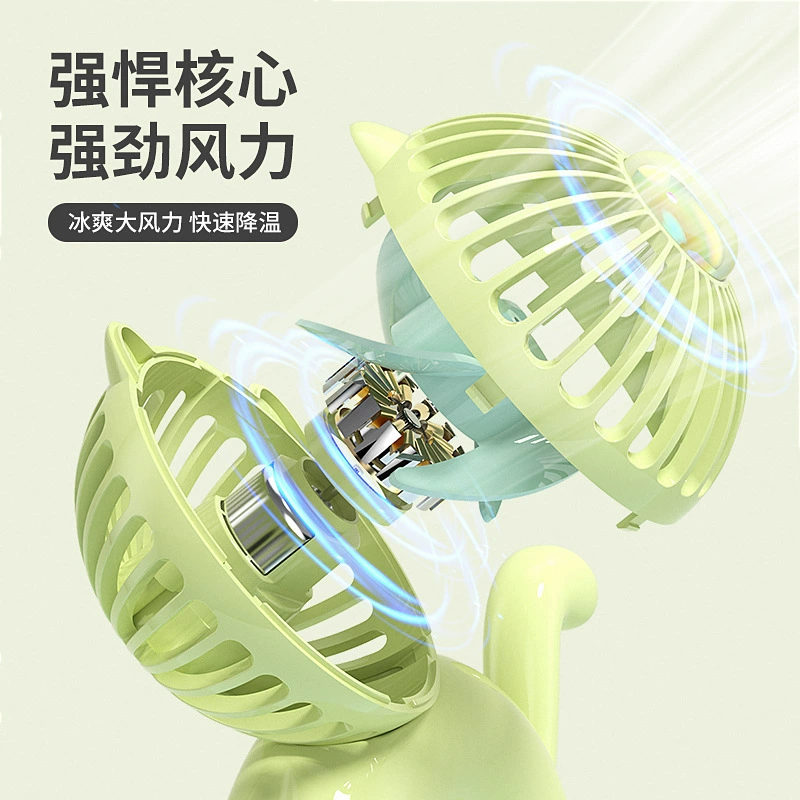 Cute table handheld small air fan for elementary school students, new collection, kitten, wholesale