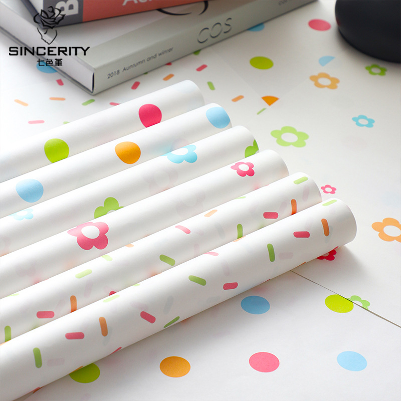 Qisejin nuevo producto papel de embalaje de lunares original ramo de flores material de papel de embalaje de flores regalo floral de bricolaje hecho a mano