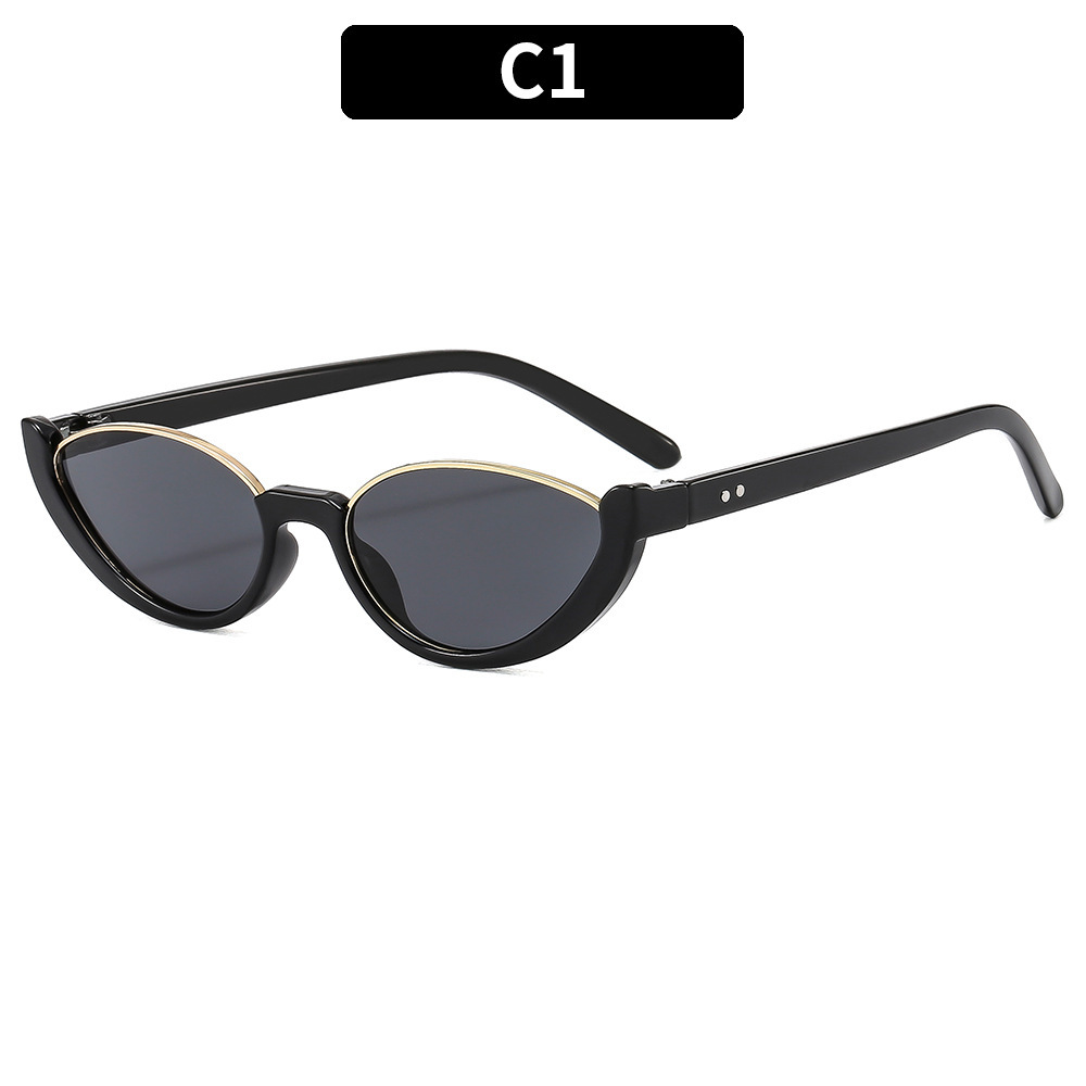 Nuevas gafas de sol de media montura con ojos de gato transfronterizas, chicas calientes europeas y americanas, nicho, gafas de sol de protección solar de hip-hop de calle Sunglass
