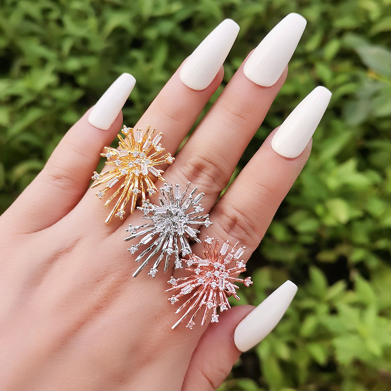 Fashion Fireworks Alloy Plating Inlay Rhinestones Womenu0027S Open Ring 1 Piece
