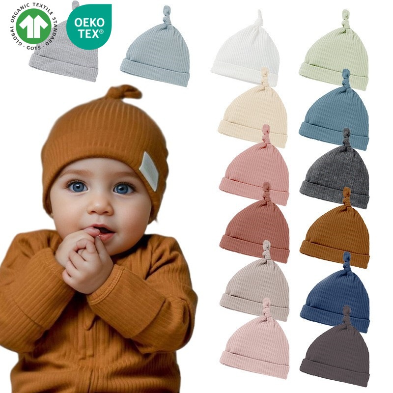 Amazon Foreign Trade Baby Hat 0-6 Months Cotton Baby Hat Beanie Cap to Protect the Fontanelle, All-Season Solid Color