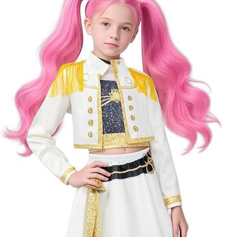 2025亚马逊新款女孩恶魔猎人服装搭配流行歌手3D印花女装童装套装|undefined